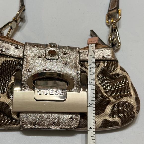 Guess Vintage Y2K Gold Giraffe Wristlet Mini Purse Bag Brown and Tan - Picture 11 of 12